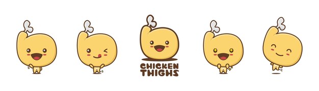 Ejemplo lindo de la historieta de la comida de la mascota del muslo de pollo