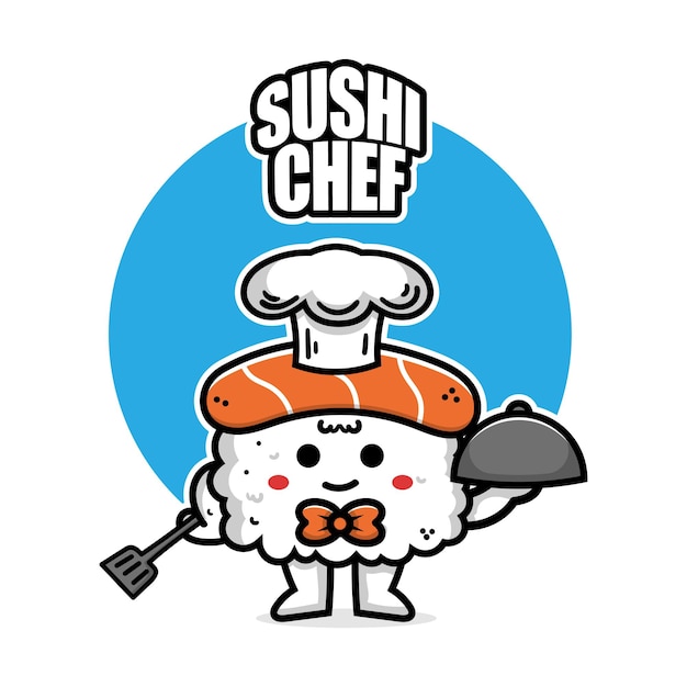 Vector ejemplo lindo del icono de la historieta del héroe del cocinero del sushi