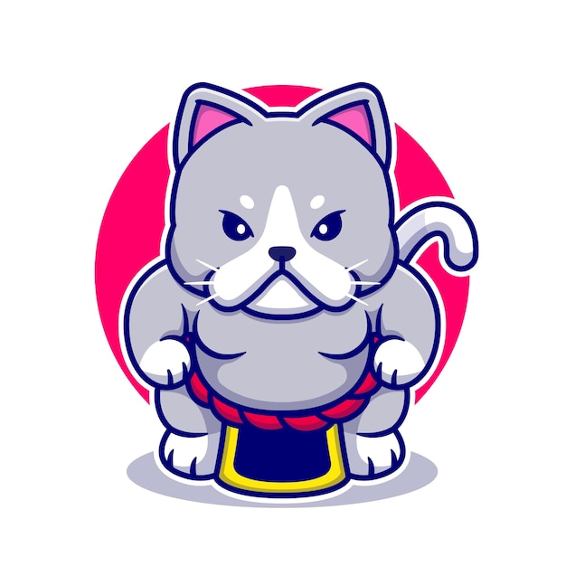 Ejemplo lindo del icono de la historieta del sumo del gato.