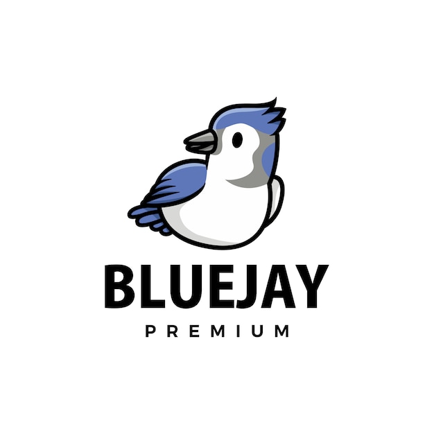 Ejemplo lindo del icono del logotipo de la historieta del arrendajo azul