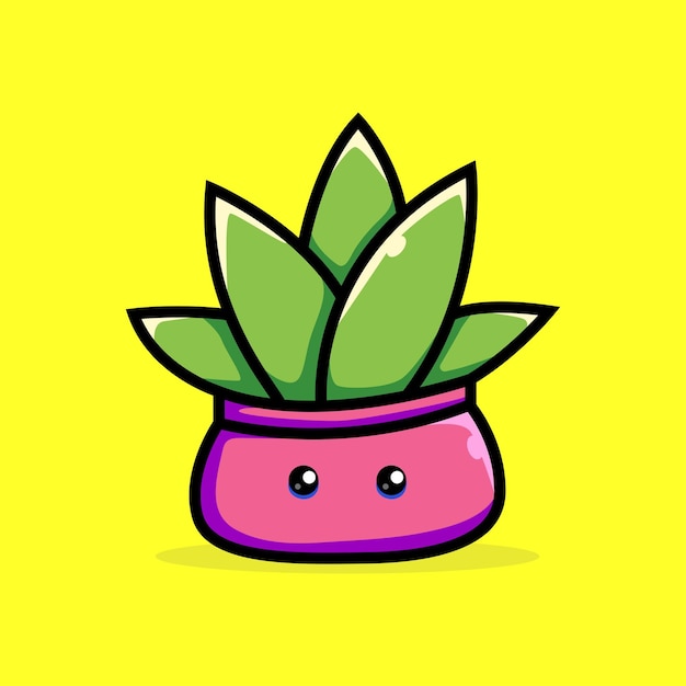 Ejemplo lindo del icono del vector de la historieta del cactus. Concepto de icono de naturaleza animal. Vector premium aislado.