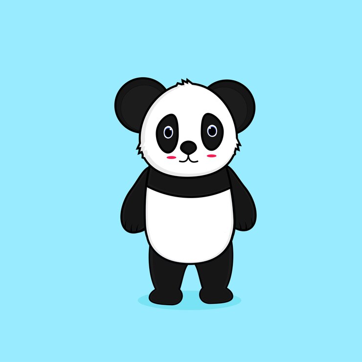 Ejemplo lindo del icono del vector de la historieta de la panda. Concepto de icono de naturaleza animal aislado Premium Vector. Fla