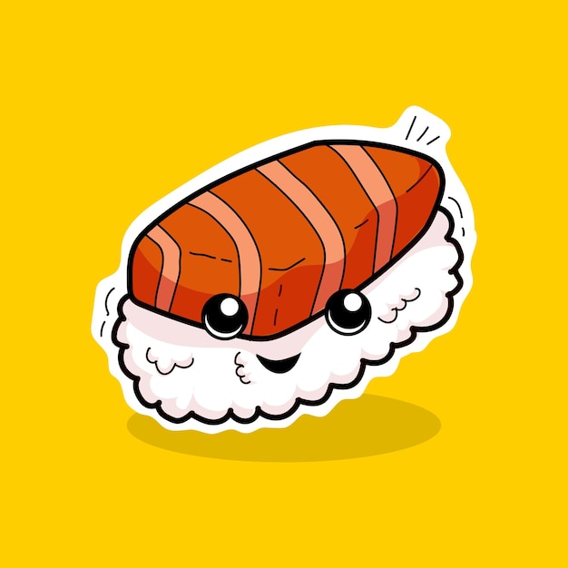 Ejemplo lindo del icono del vector de la historieta del sushi. concepto de icono de comida asiática. vector premium aislado