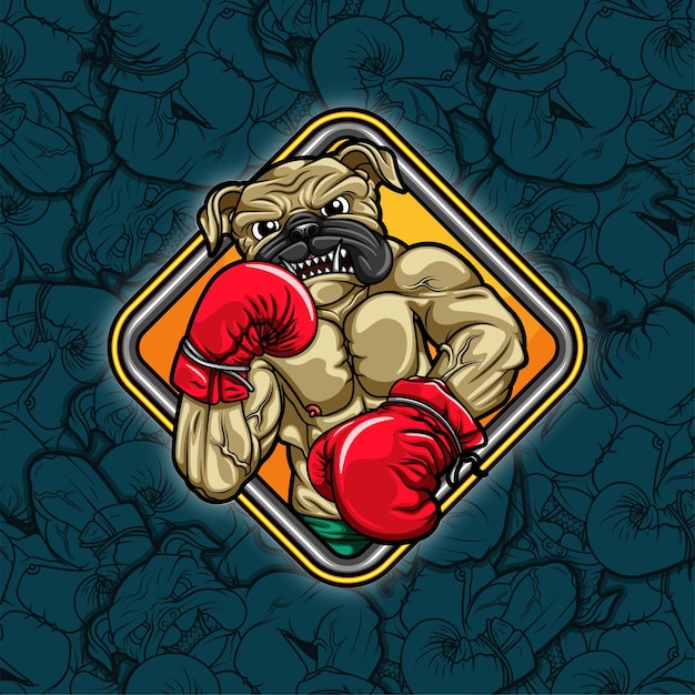 Vector ejemplo lindo del perro del pug del boxeo