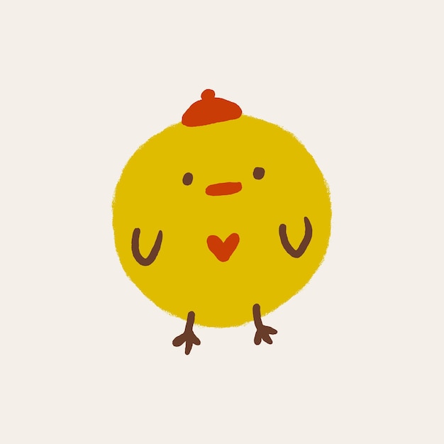 Ejemplo lindo de la primavera del pájaro del pollo del bebé amistoso de Pascua en estilo del kawaii