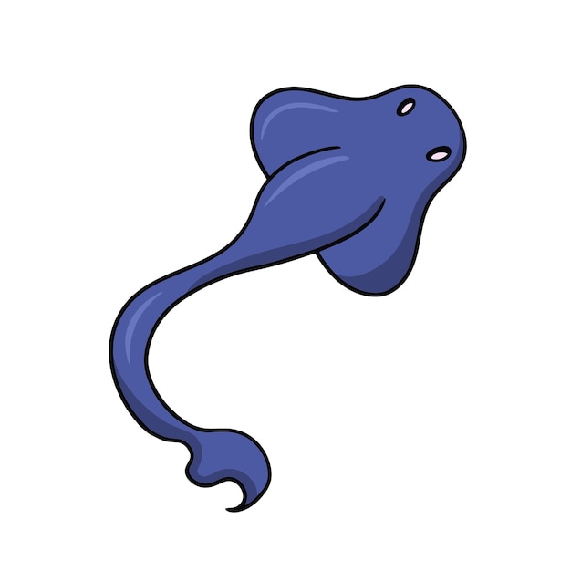 Ejemplo simple lindo del vector de la mantarraya de los pescados del carácter en estilo de la historieta