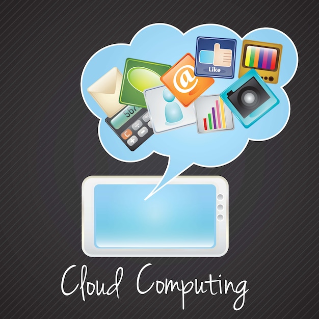 Ejemplo de Tablet PCcloud computingnetwork concepto Vector