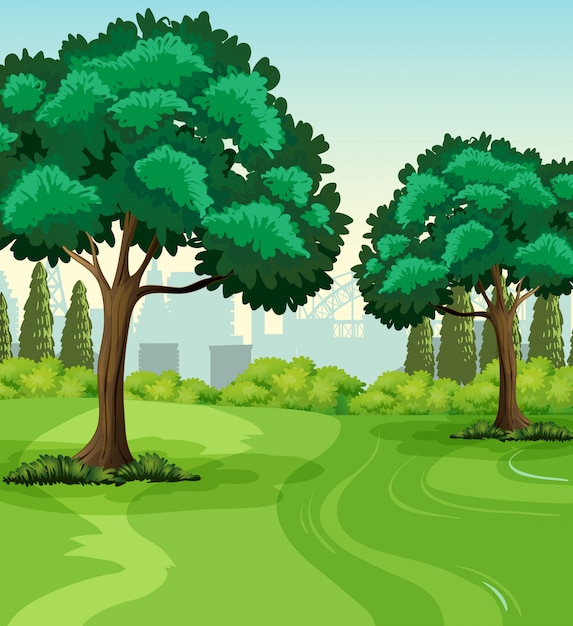 Ejemplo verde del paisaje del parque de naturaleza