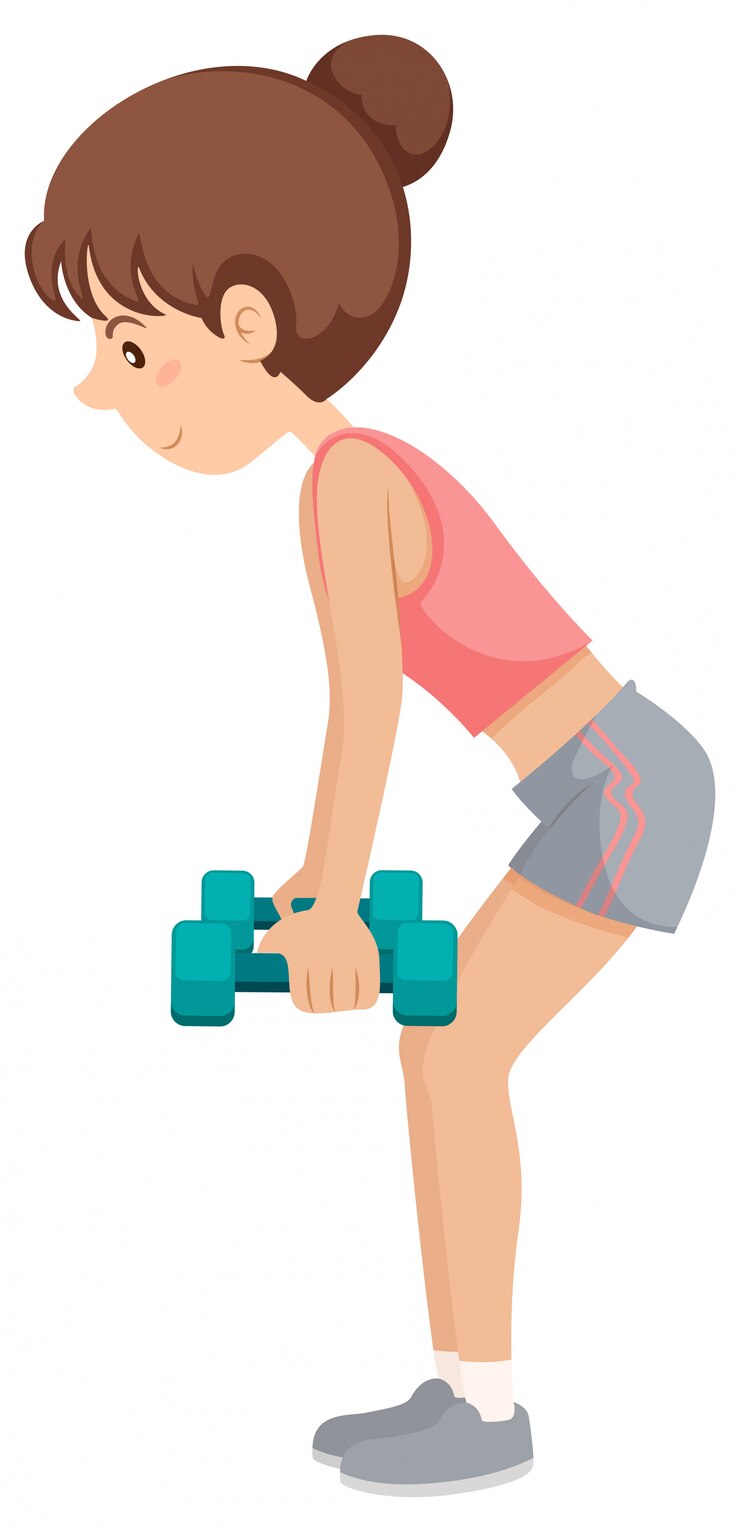 Vector un ejercicio de entrenamiento con pesas para mujer joven