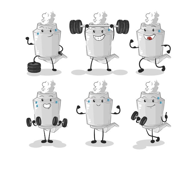 Ejercicio de escape conjunto personaje de dibujos animados mascota vector