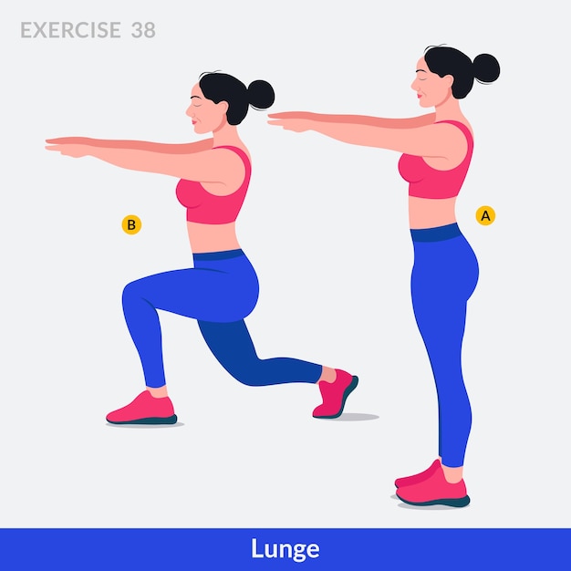 Ejercicio de estocada mujer entrenamiento fitness aeróbicos y ejercicios