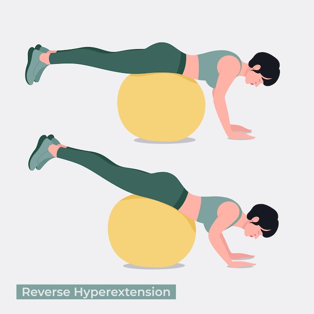 ejercicio de hiperextensión inversa de bola de estabilidad Entrenamiento de mujer fitness aeróbico y ejercicios
