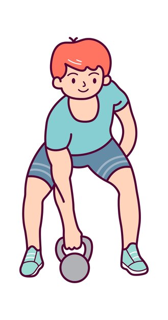 Ejercicio de hombre en el gimnasio estilo de vida saludable ilustración vectorial