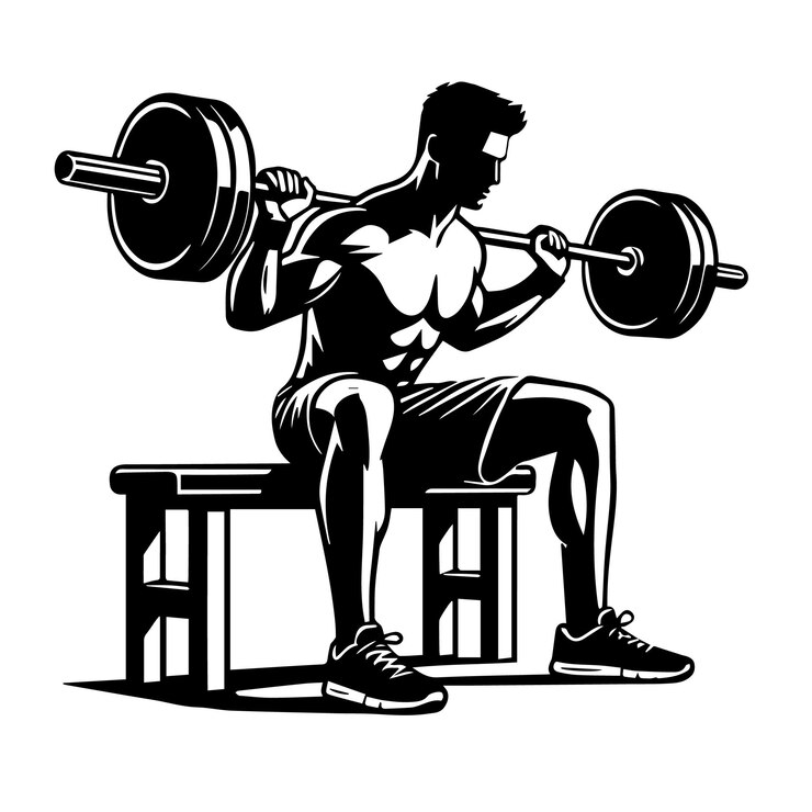 Vector ejercicio de levantamiento de cuerpo en gimnasio ilustración de silueta aislada sobre un fondo blanco