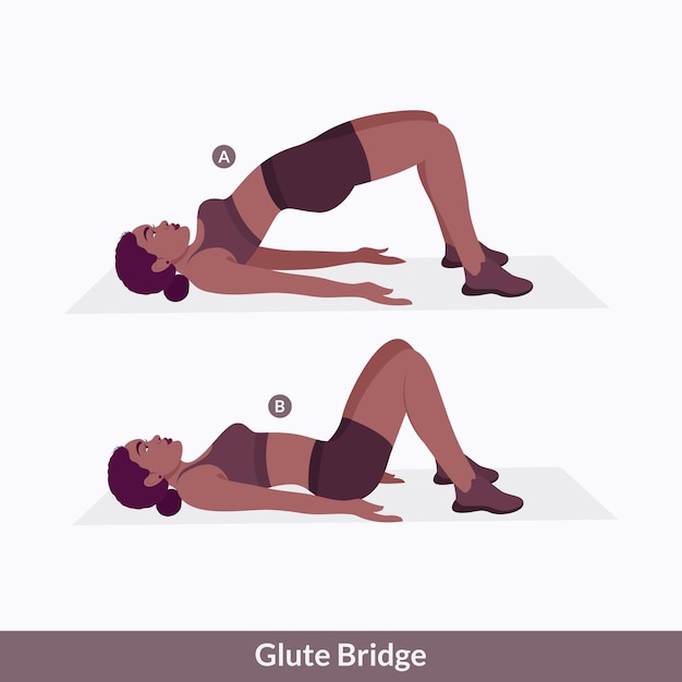 Ejercicio de puente de glúteos Ejercicio de fitness aeróbico y ejercicios para mujeres