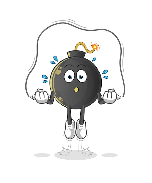 Ejercicio de saltar la cuerda con bomba. vector de personaje
