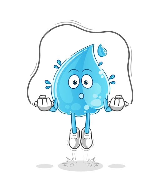 Ejercicio de salto de cuerda con gota de agua. vector de personaje