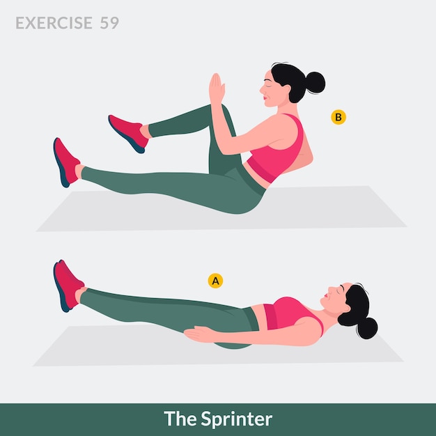 El ejercicio Sprinter, entrenamiento de mujer, aeróbic y ejercicios.