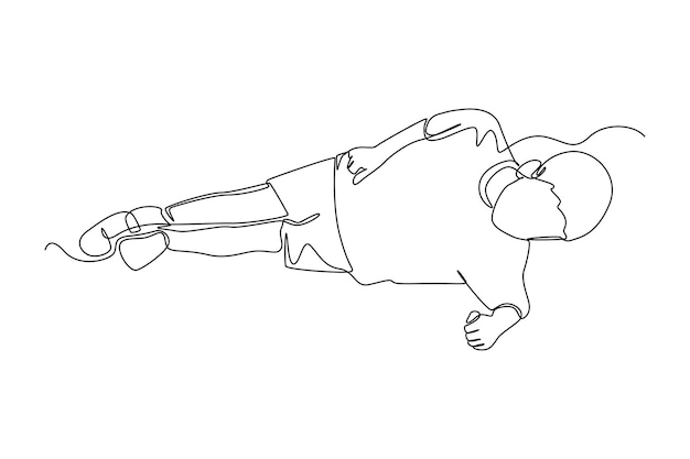 Ejercicio de tablón de dibujo de una sola línea Concepto de actividad física Ilustración de vector gráfico de diseño de dibujo de línea continua