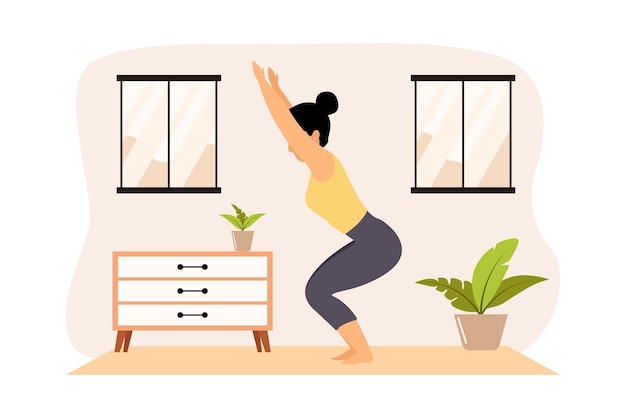 Vector ejercicio de yoga ilustración de diseño plano