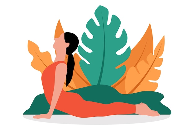 Vector ejercicio de yoga ilustración de diseño plano