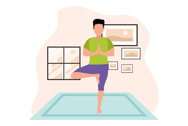 Ejercicio de yoga ilustración de diseño plano