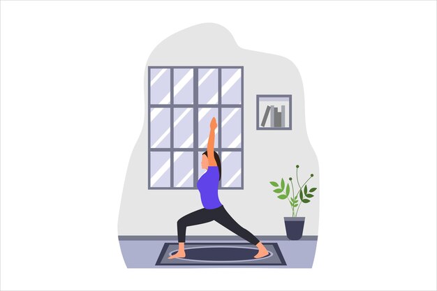 Ejercicio de yoga Ilustración de diseño plano