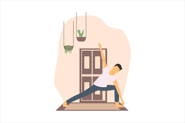 Ejercicio de yoga Ilustración de diseño plano
