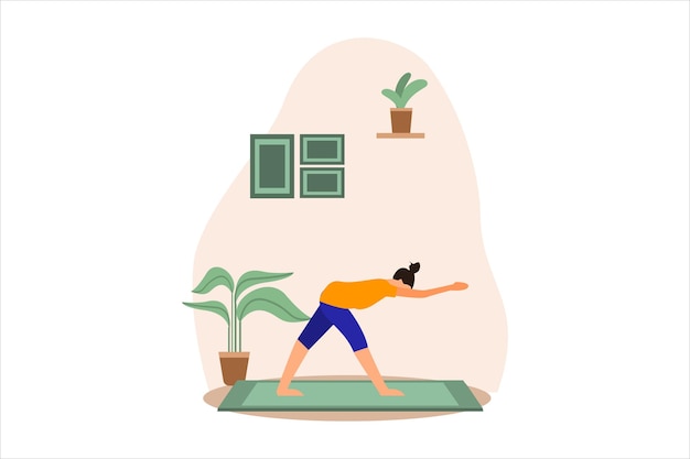 Ejercicio de yoga Ilustración de diseño plano