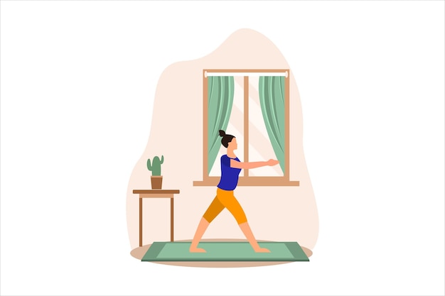 Ejercicio de yoga Ilustración de diseño plano