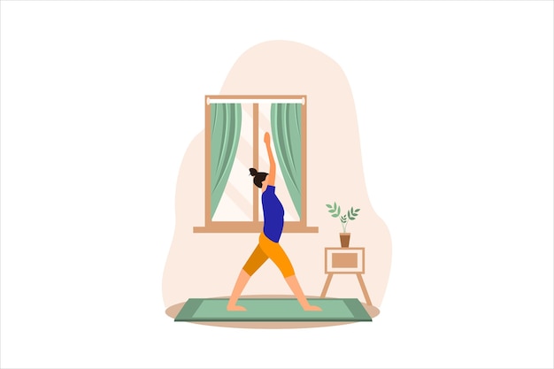 Ejercicio de yoga Ilustración de diseño plano