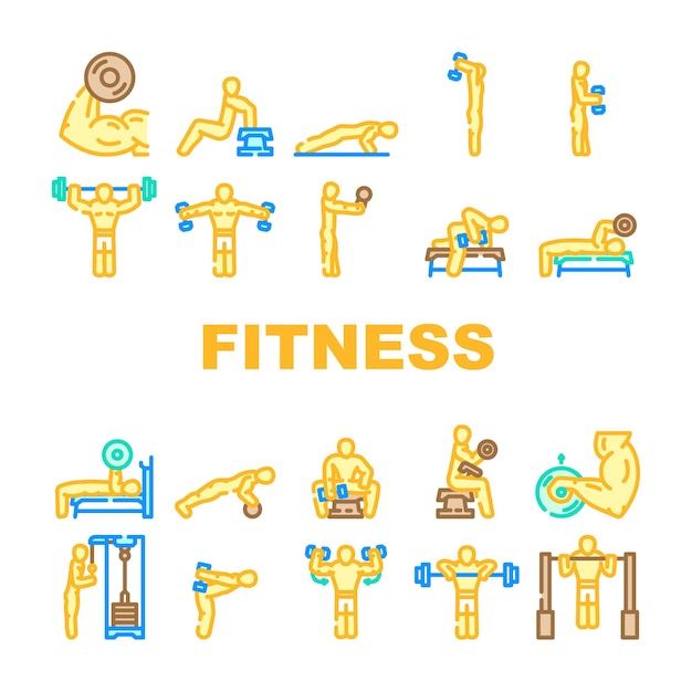 ejercicios de fitness ejercicios de piernas iconos de ajuste vector
