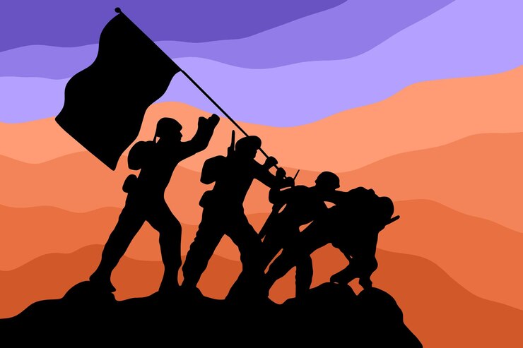 Vector ejército militar tropas francotirador stop the war silueta plana ilustración de arte