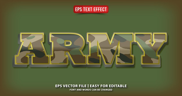 ejército soldado camuflaje texto efecto vector eps