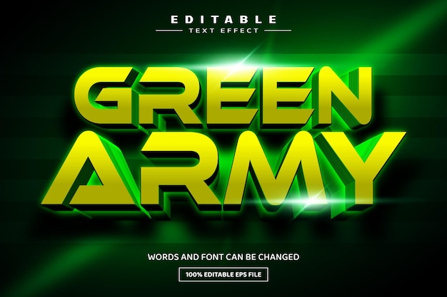 Ejército verde plantilla de efecto de texto 3D editable