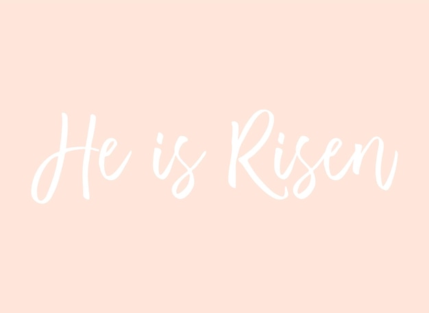 Él es Risen texto en fondo de melocotón Ilustración vectorial de bandera de Pascua