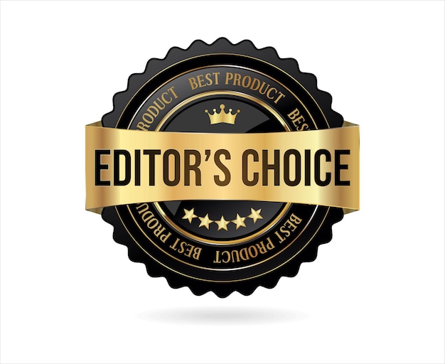 Elección de los editores insignia dorada sobre fondo blanco