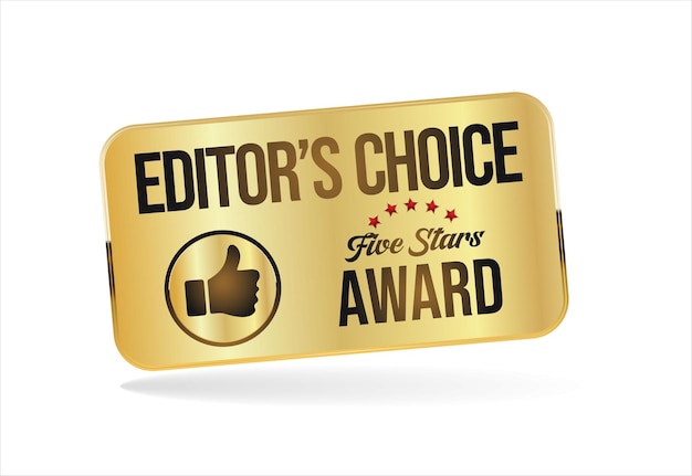 Elección de los editores insignia dorada sobre fondo blanco