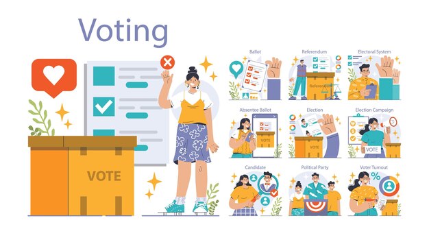 Vector elecciones establecidas procedimiento democrático ciudadanos que eligen partido político o candidato por el electorado