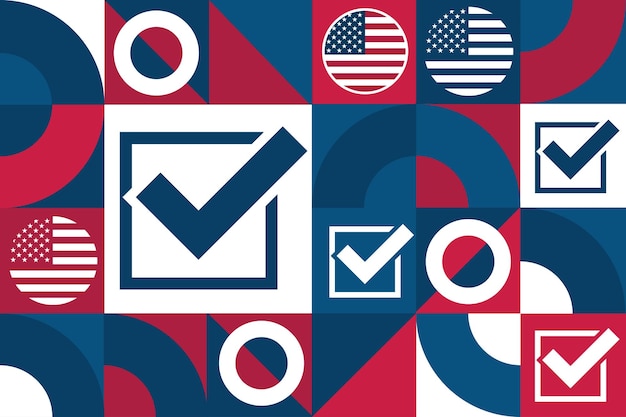 Vector las elecciones presidenciales de 2024 patrón geométrico sin costuras plantilla para el cartel de bandera de fondo ilustración vectorial eps10