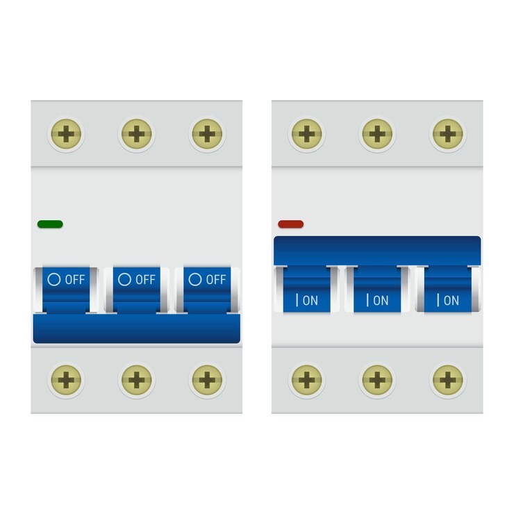 Vector electrical three pole circuit breaker switches