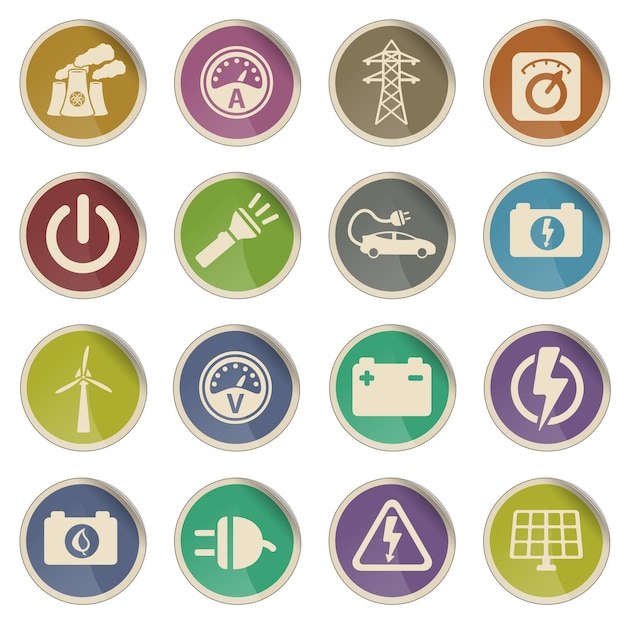Electricidad simplemente símbolos para el conjunto de iconos web
