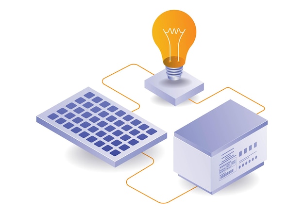 Vector electricidad con tecnología de paneles solares de batería