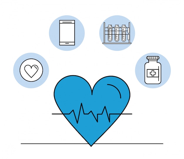 Electrocardiograma de elementos medicos.