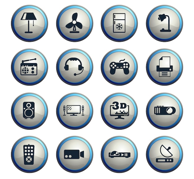 Electrodomésticos iconos vectoriales para diseño web y de interfaz de usuario
