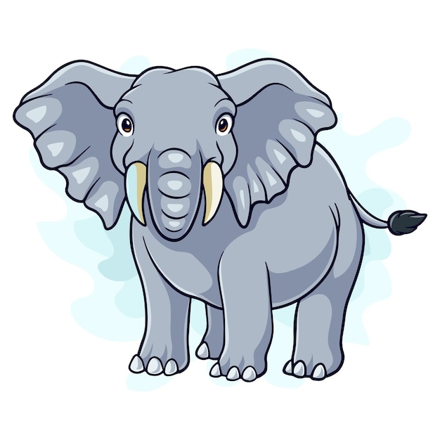 Elefante africano divertido de dibujos animados aislado sobre fondo blanco