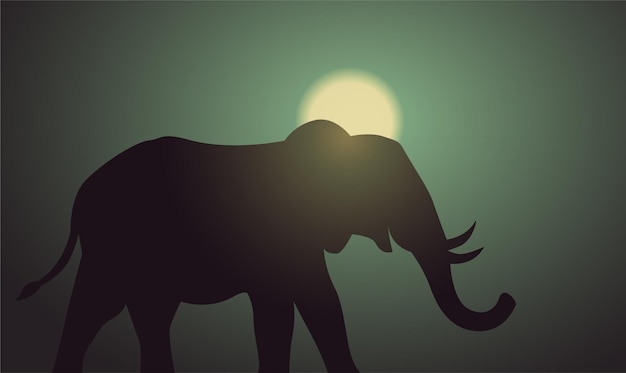 Vector un elefante al fondo de la tarde