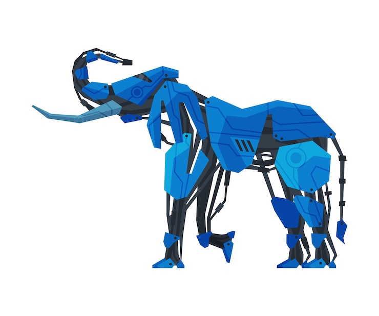 Vector elefante animal robot inteligencia artificial ilustración vectorial de animales robóticos en un fondo blanco