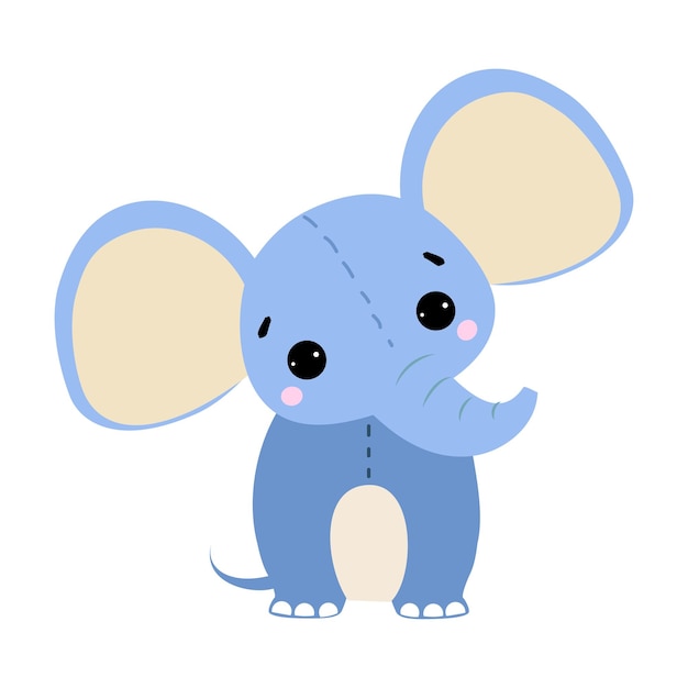 Elefante azul esponjoso con trompa como ilustración de Vector de juguete para niños
