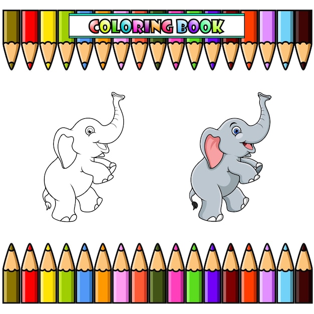 Elefante bebé de dibujos animados para colorear libro